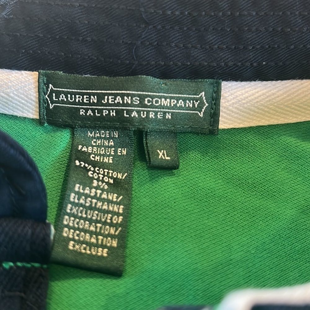 Lauren Ralph Lauren MCMLXVII Green Polo Shirt Size XL embroidered ,patch on back - Picture 3 of 8
